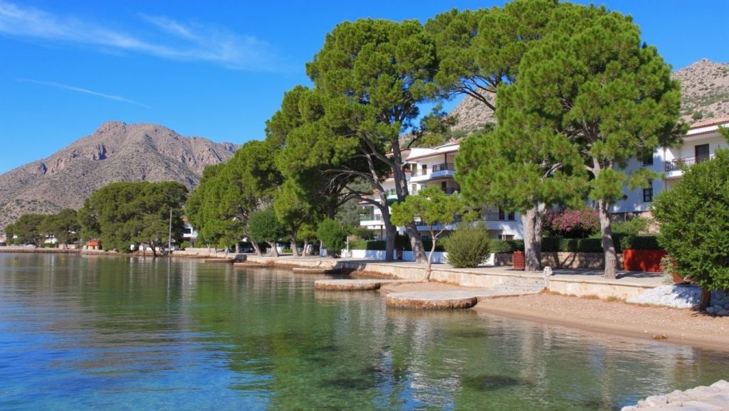 Orilla tranquila de Platja del Port de Pollença, playa de Pollença