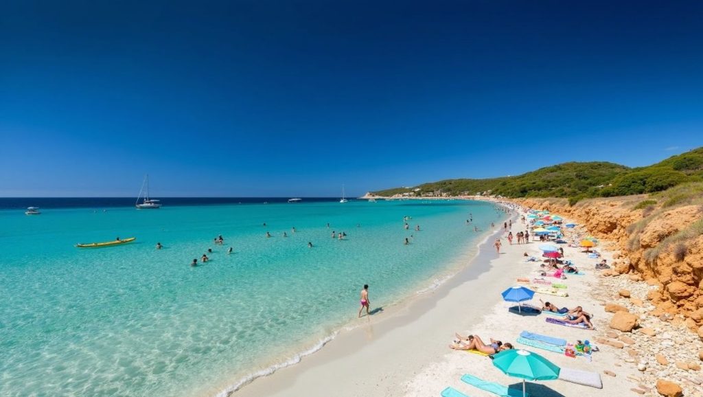Arena y mar en Platja del Port de Pollença, Pollença, Mallorca
