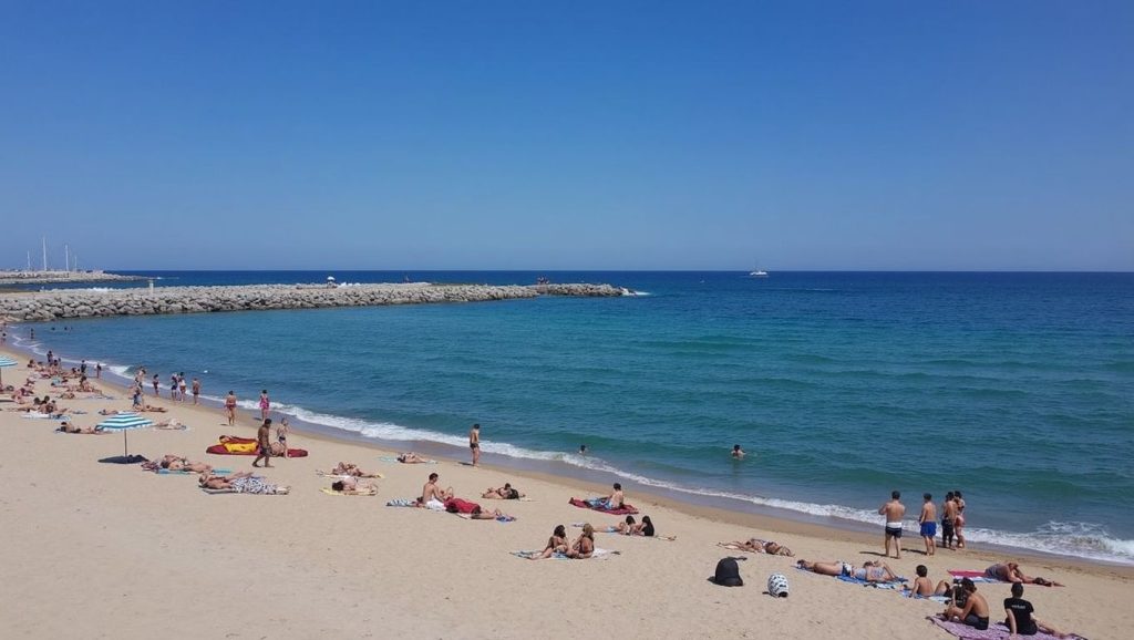 Vista de Platja del Somorrostro desde la orilla, Barcelona