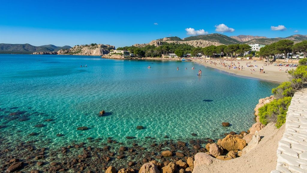 Arena y mar en Platja del Toro, Calvià, Mallorca
