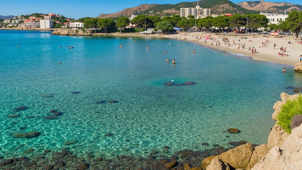 Orilla de Platja del Toro con olas suaves en Calvià