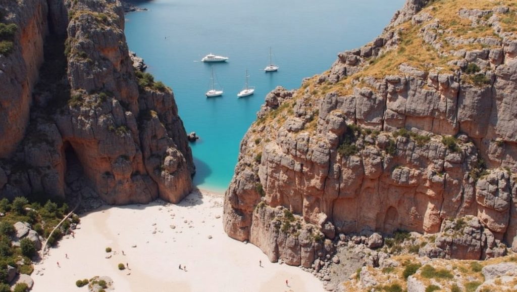 Olas rompiendo en Platja del Torrent de Pareis, Escorca