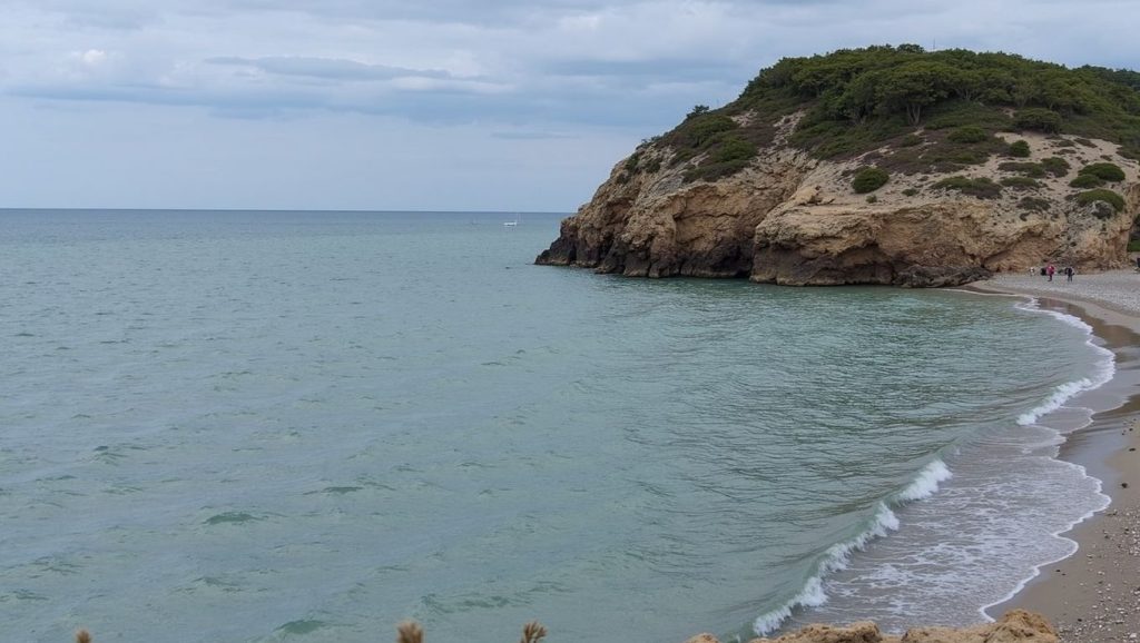 Panorámica de Platja dels Codolar con cielo despejado, Vilanova i la Geltrú
