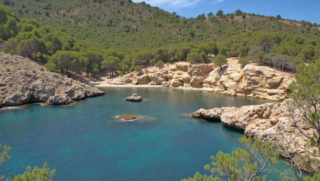 Orilla tranquila de Platja des Caló d'en Monjo, playa de Calvià