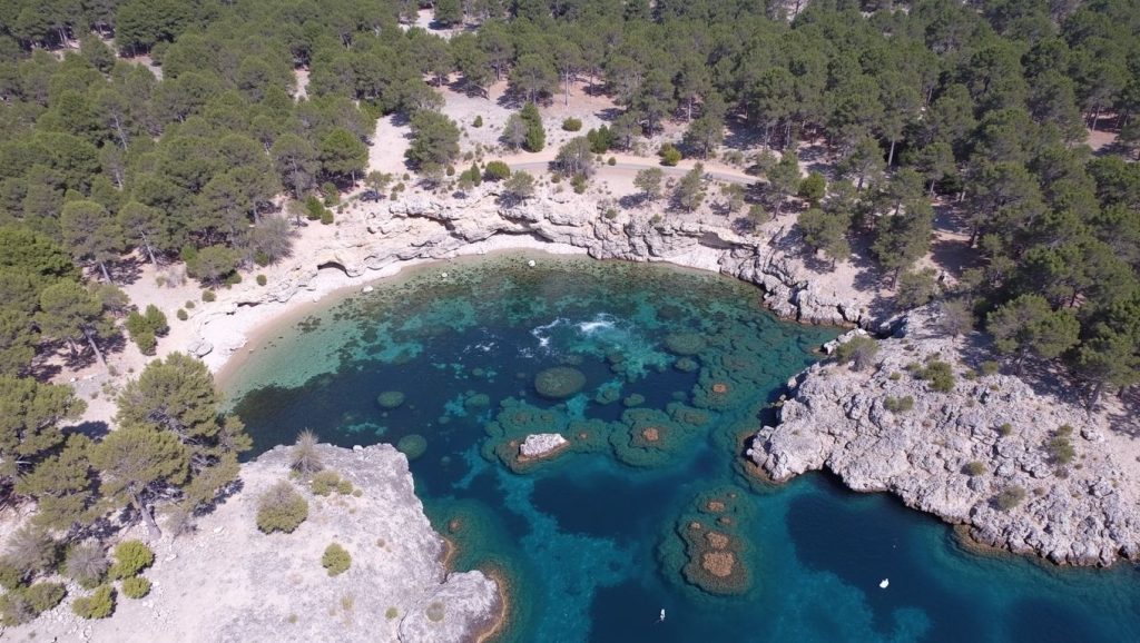 Panorámica completa de Platja des Caló d'en Monjo, playa de Calvià