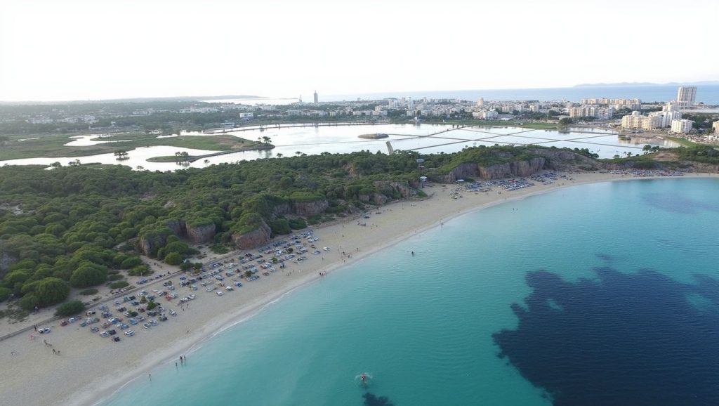 Textura de arena en Platja des Estanys, Ses Salines / Campos, Mallorca