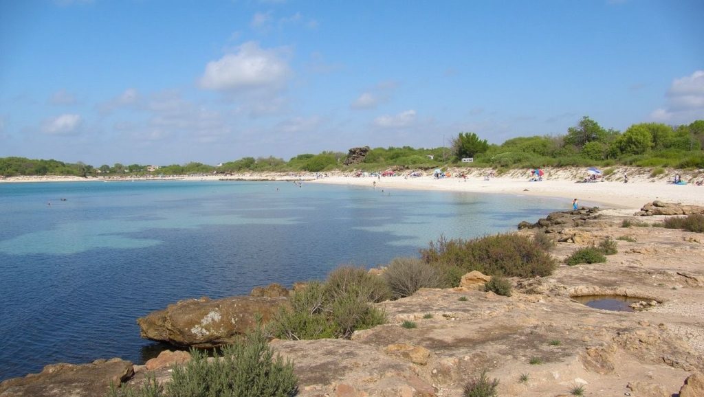 Vista del litoral en Platja des Estanys, Ses Salines / Campos