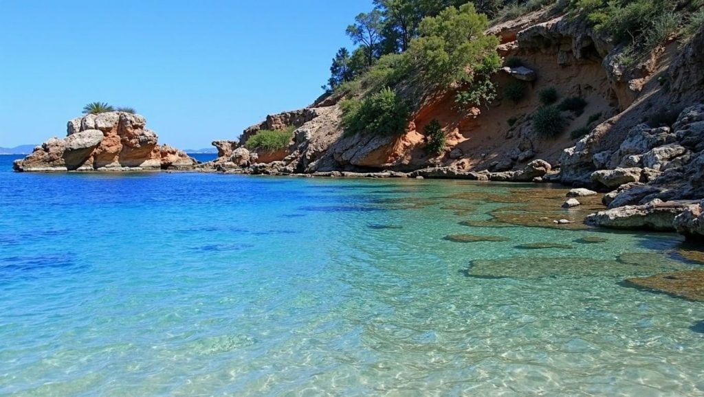 Vista del entorno de Platja des Freu, Campos, Mallorca