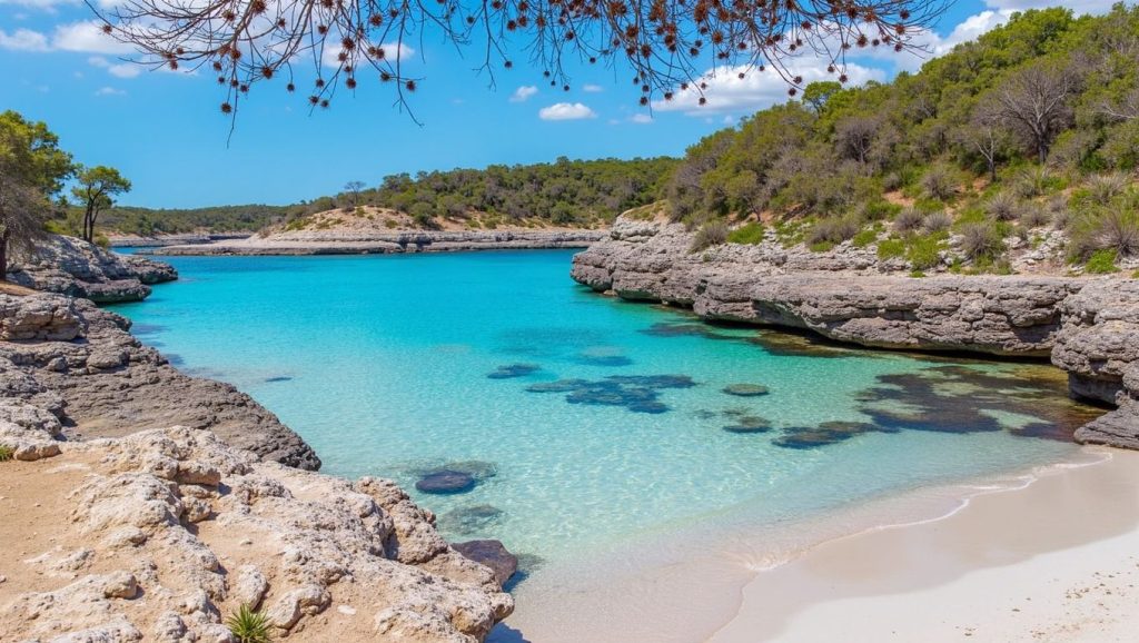 Vista del litoral en Platja des Freu, Campos