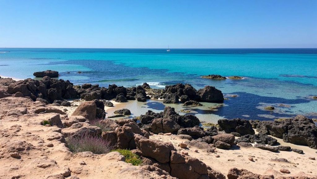 Agua y arena en Platja Es Códol Foradat, Formentera
