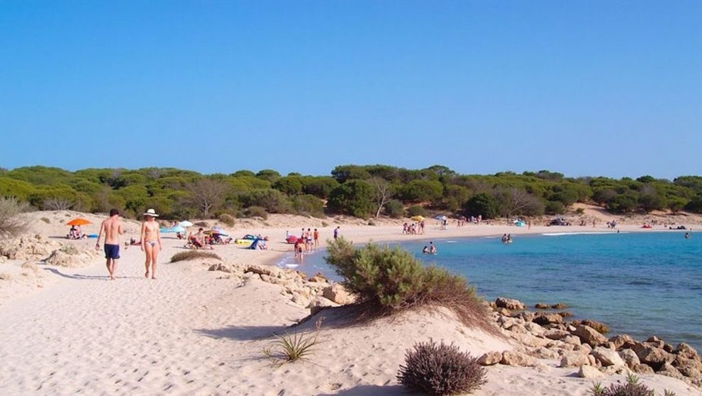 Arena y mar en Platja Es Peregons, Campos, Mallorca