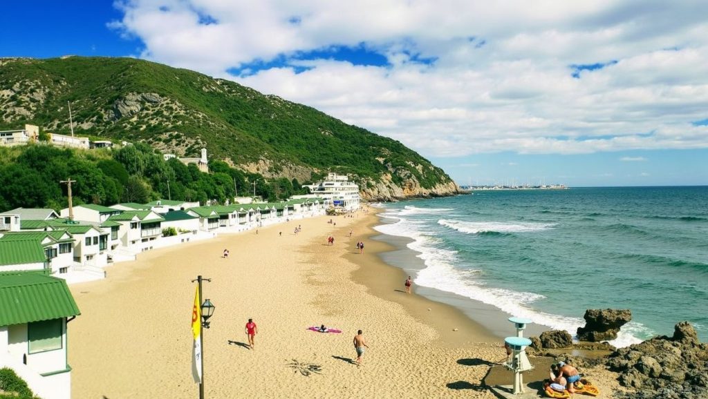 Vista amplia de Platja Gran d'Arenys de Mar en Arenys de Mar, Barcelona