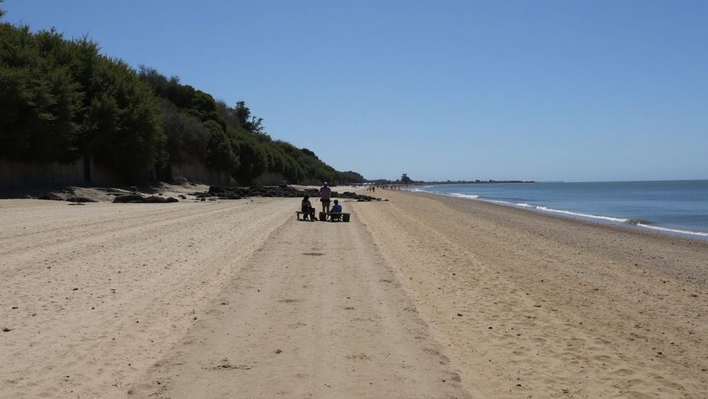 Primer plano de la orilla de Playa Bajo de Guía, Sanlúcar de Barrameda