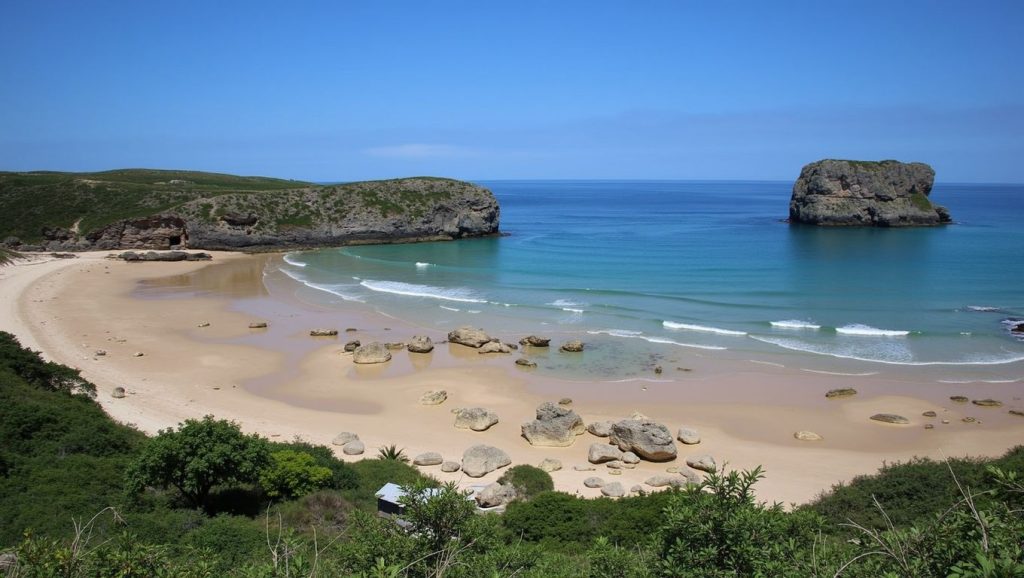 Entorno natural de Playa Bajo de les Mueles en Asturias