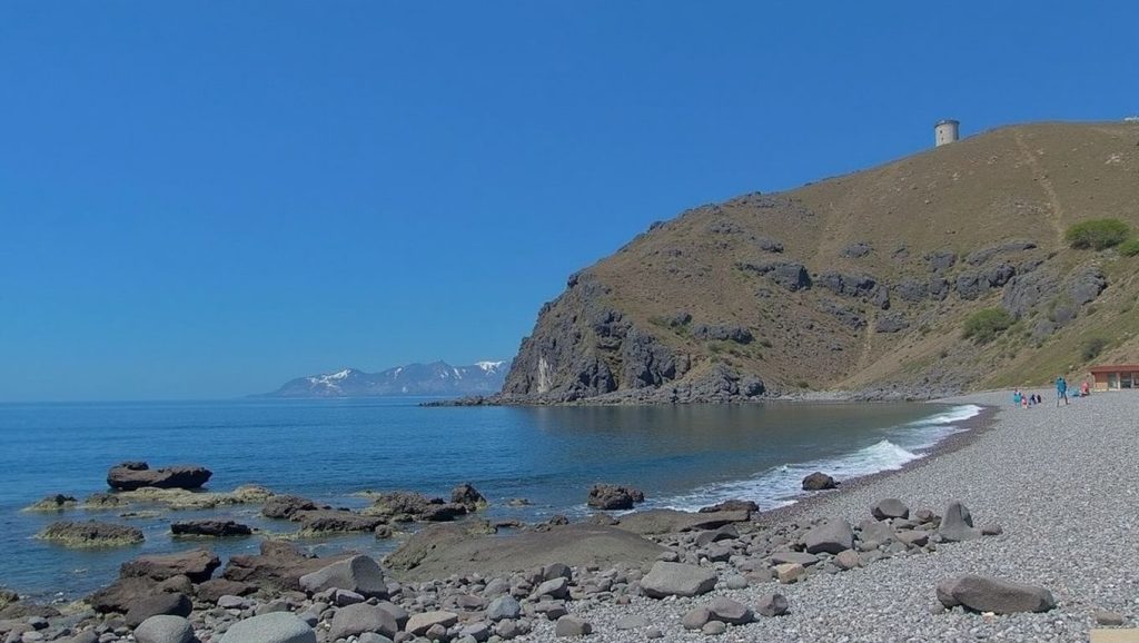 Playa Barranco de Enmedio desde la arena, Almuñécar, Granada