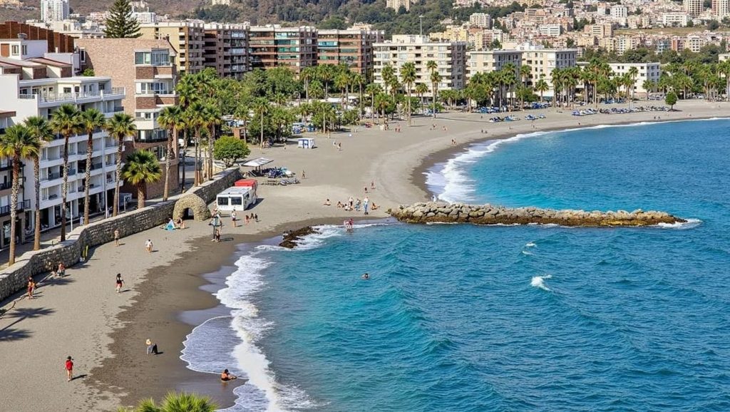 Playa Caletilla desde la arena, Almuñécar, Granada