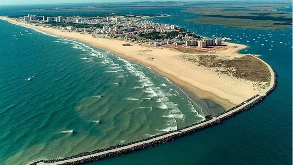 Arena y mar en Playa Camino Santana, Isla Cristina, Huelva