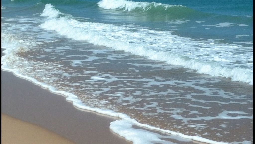 Orilla de Playa Camposoto con olas suaves en San Fernando