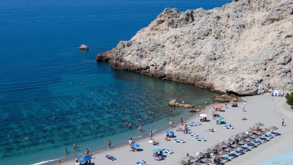 Playa Cantarriján desde la arena, Almuñécar, Granada