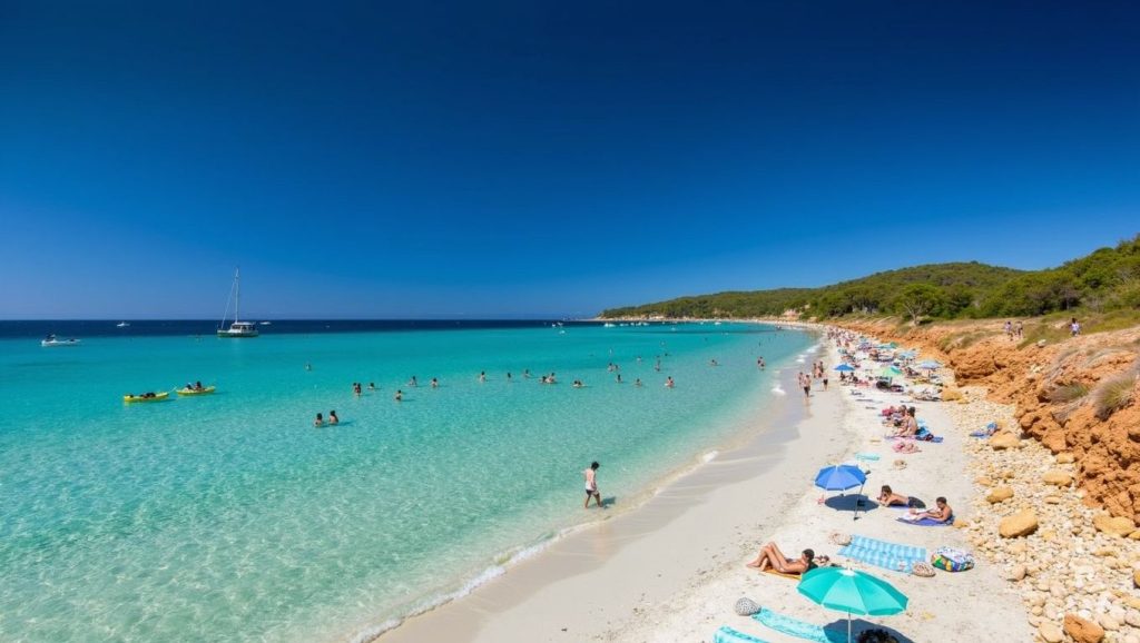 Arena y mar en Playa de Alcúdia, Alcúdia, Mallorca