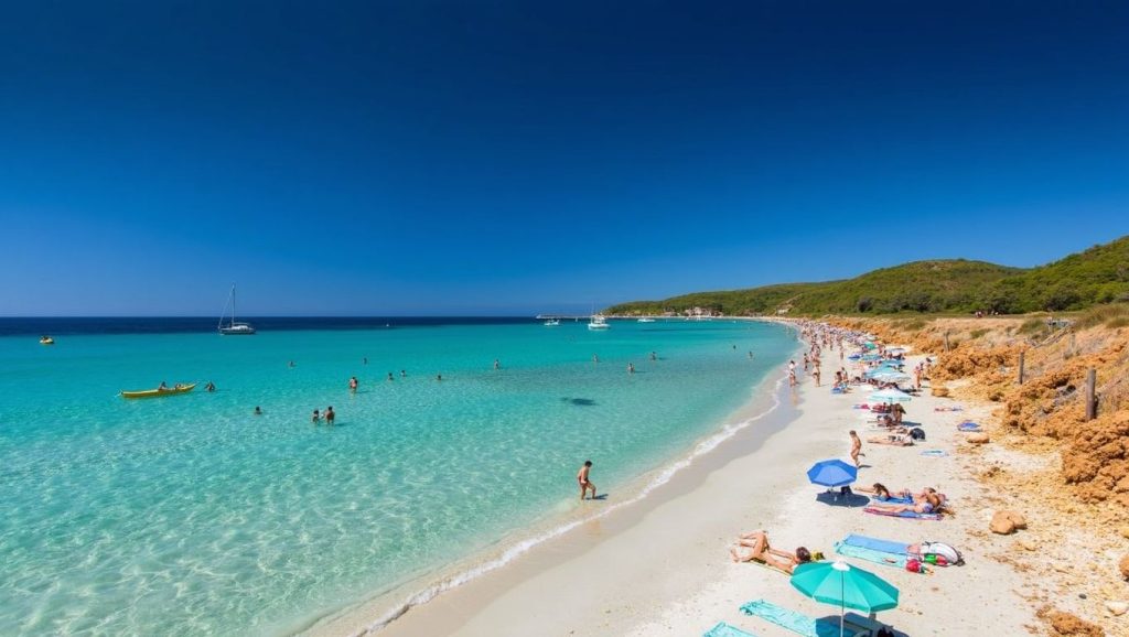 Arena y mar en Playa de Alcúdia, Alcúdia, Mallorca