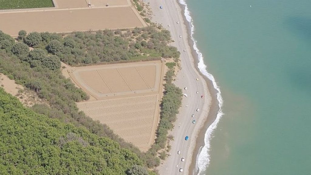 Orilla de Playa de Almayate Bajo con olas suaves en Vélez-Málaga