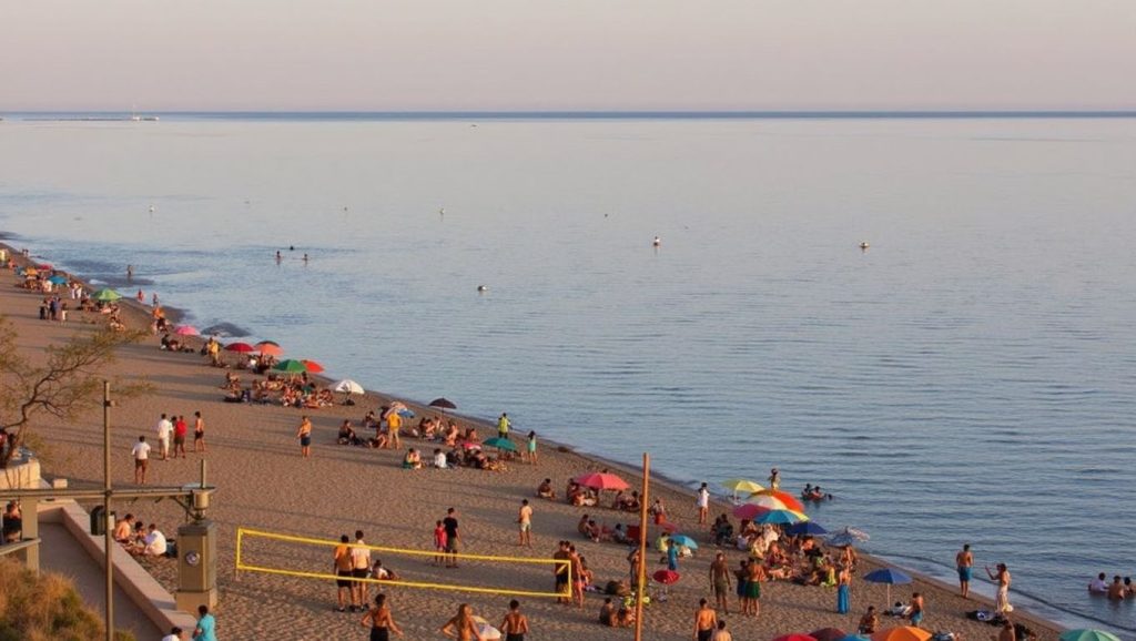 Panorámica de Playa de Balerma con cielo despejado, El Ejido