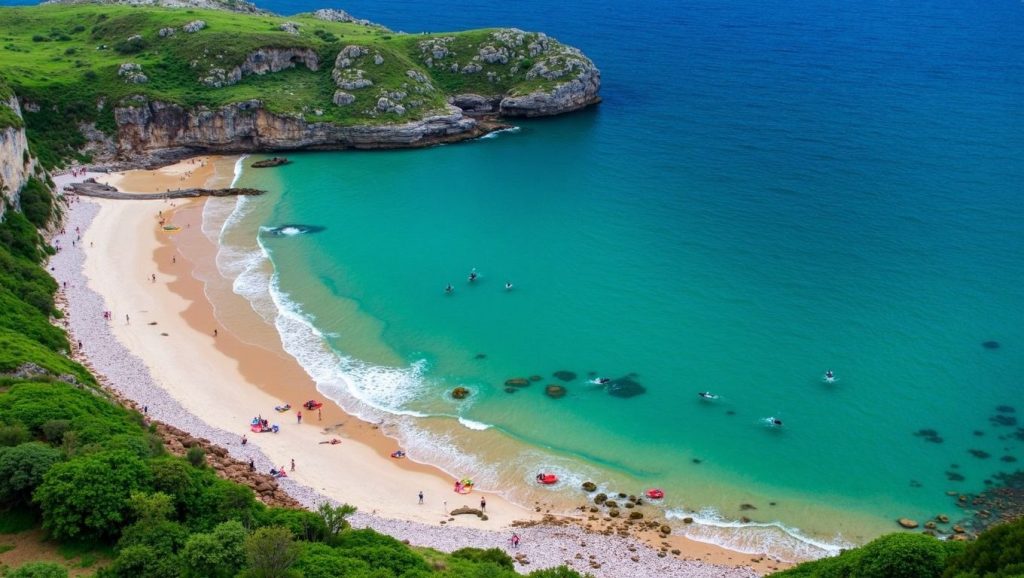 Olas y surf en Playa de Bretones, Llanes (Asturias)