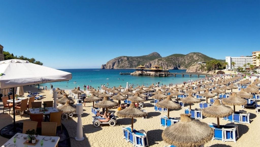 Playa Camp de Mar desde la arena, Andratx, Mallorca