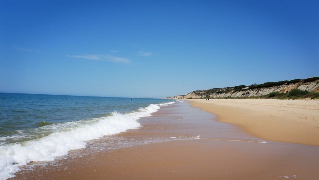 Panorámica de Playa de Castilla con arena y mar, Almonte