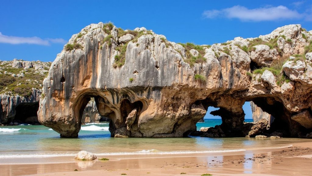 Panorámica de Playa de Cuevas Coloradas, Asturias
