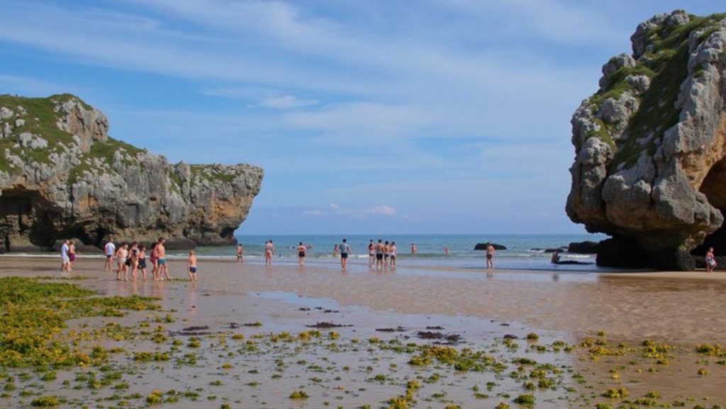 Entorno natural de Playa de Cuevas Coloradas en Asturias