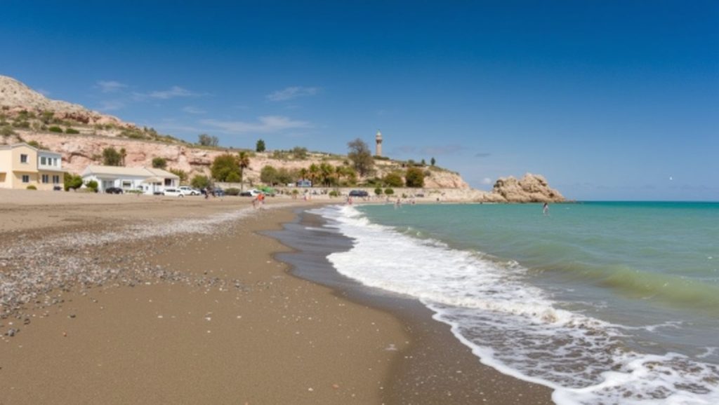 Panorámica de Playa de la Araña con arena y mar, Málaga
