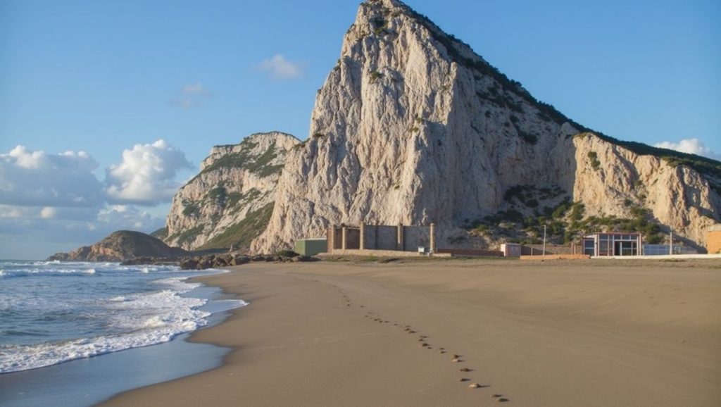 Oleaje en la orilla de Playa de La Atunara, costa de La Línea de la Concepción