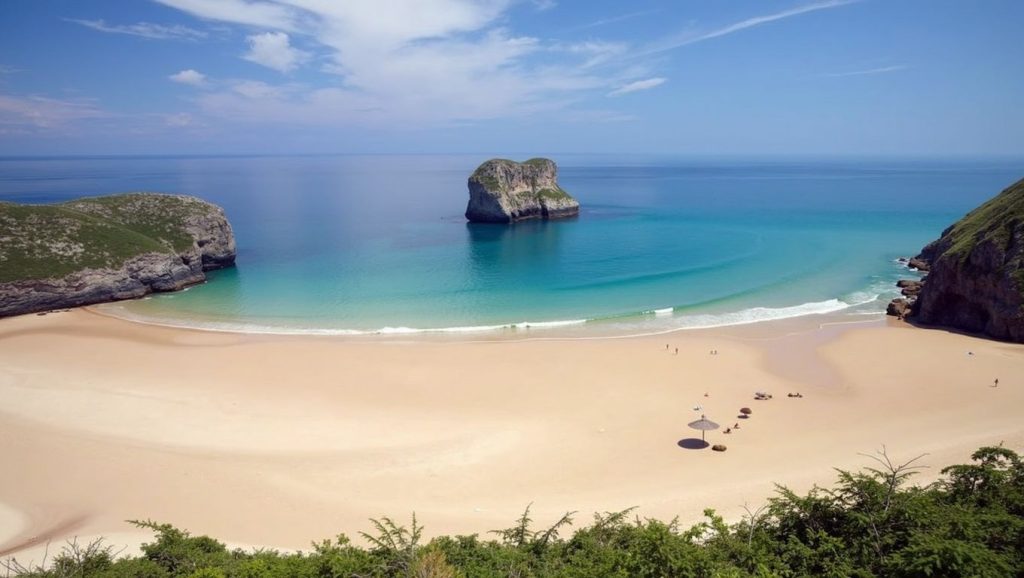 Entorno natural de Playa de La Ballota en Asturias