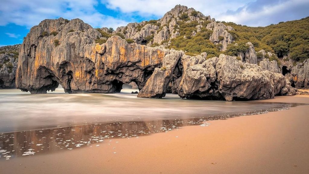 Panorámica de Playa de la Estaca o Perceberos, Asturias