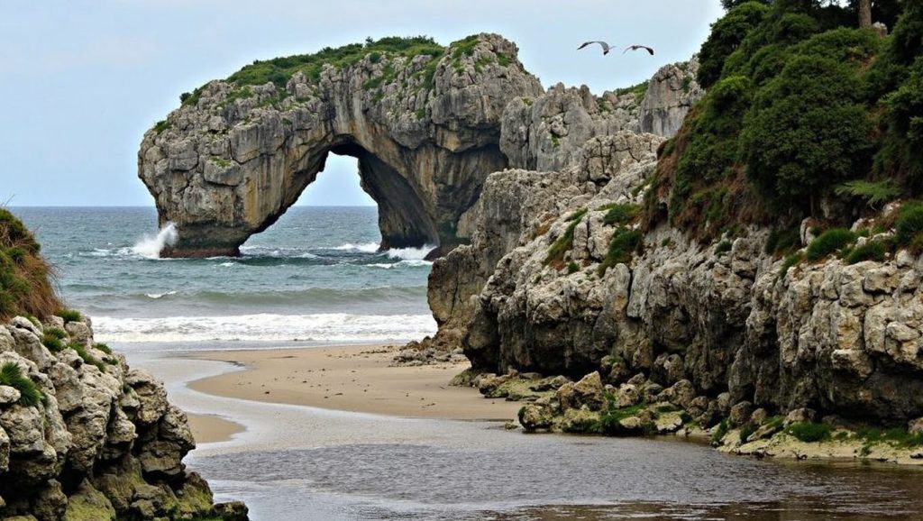 Entorno natural de Playa de La Güelga en Asturias