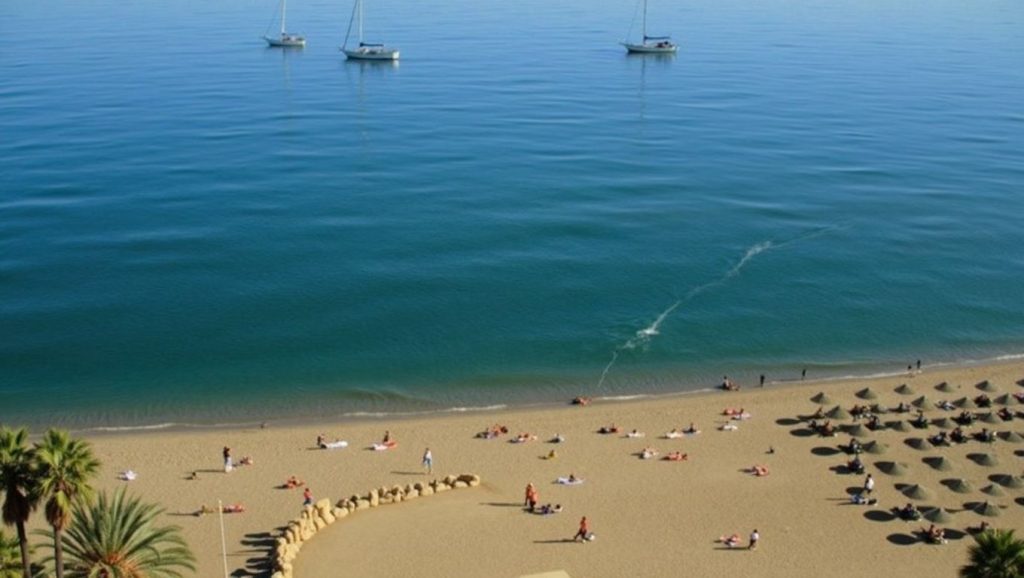Playa Malagueta desde la arena, Málaga, Málaga