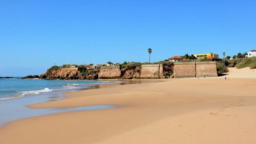 Panorámica completa de Playa de la Muralla, playa de El Puerto de Santa María