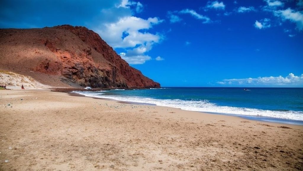 Costa natural de Playa de la Tejita zona naturista en Alajeró, Tenerife