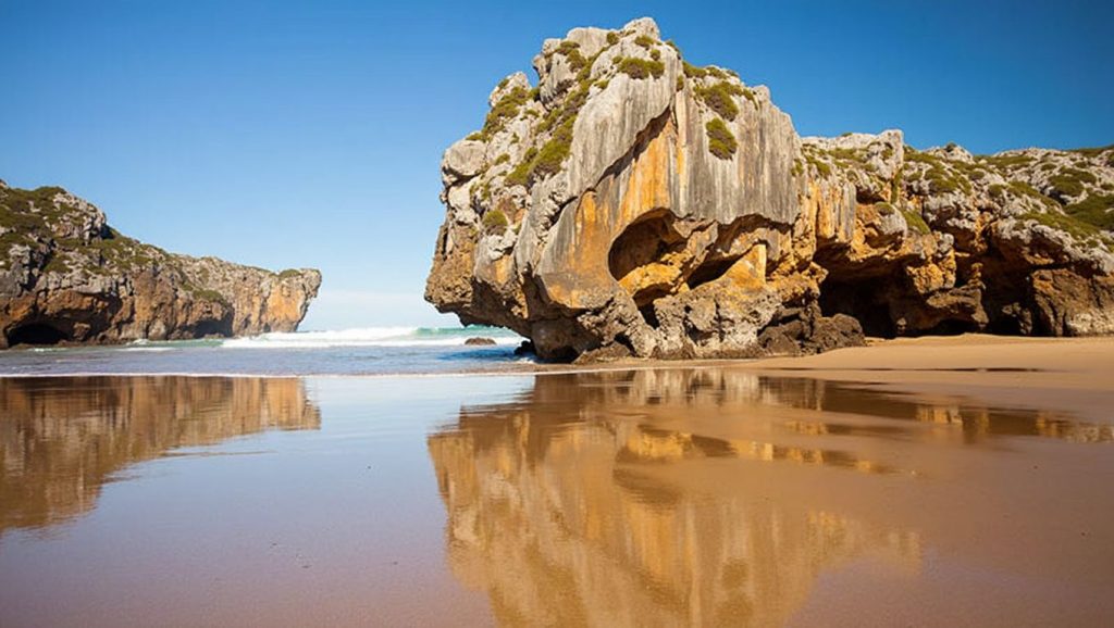 Panorámica de Playa de las Cuevas del Mar, Asturias