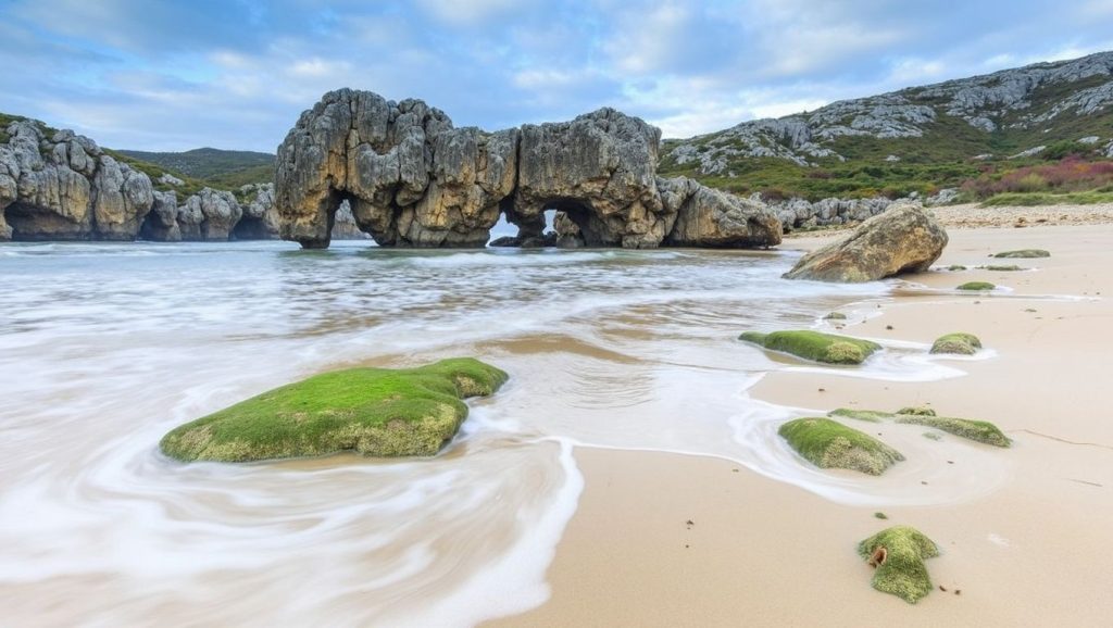 Ría y costa de Playa de las Cuevas del Mar en Asturias, Asturias