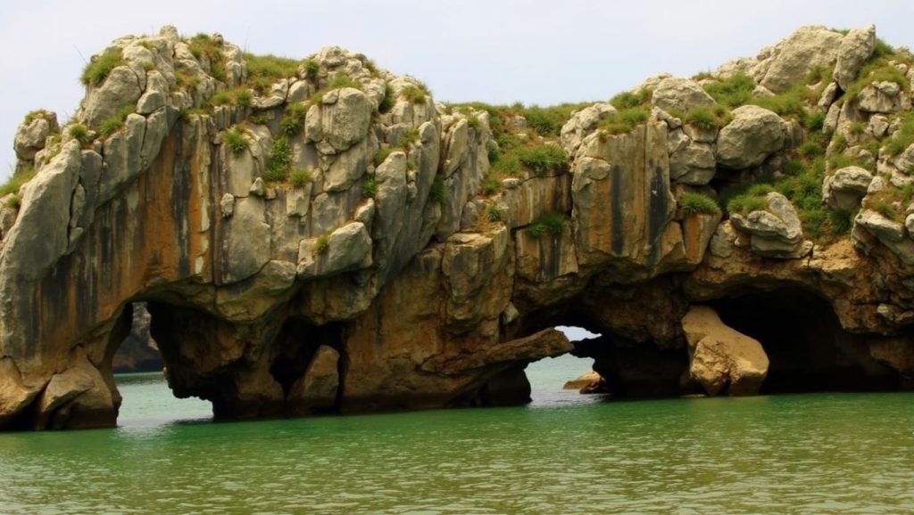 Entorno natural de Playa de las Cuevas del Mar en Asturias