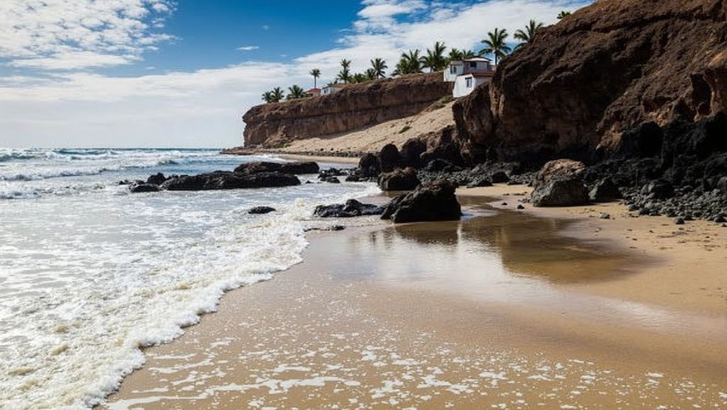 Orilla tranquila de Playa de Las Gaviotas, playa de Roquetas de Mar
