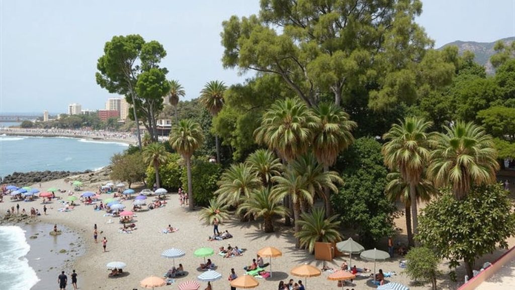 Panorámica de Playa de Las Viborillas con cielo despejado, Benalmádena