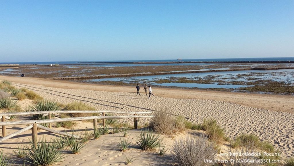 Panorámica de Playa de Los Corrales con cielo despejado, Rota