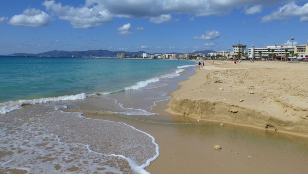 Orilla tranquila de Playa de Palma, playa de Palma