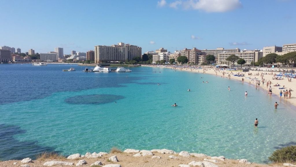 Panorámica de Playa de Palmanova con cielo despejado, Calvià