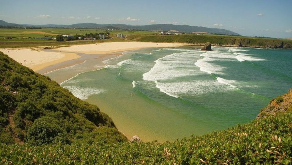 Olas y surf en Playa de Peñarronda, Castropol (Asturias)