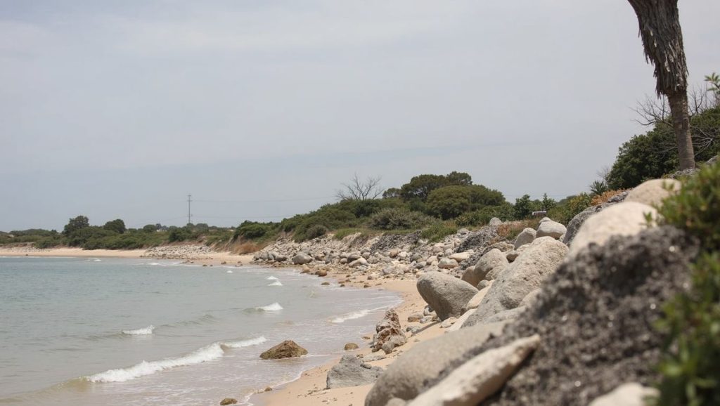 Detalle de arena y agua en Playa de Peginas, Rota